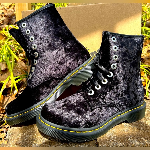 Dr. Martens Shoes - Dr. Marten’s Air Wair Crushed Velvet Boots (Vegan)